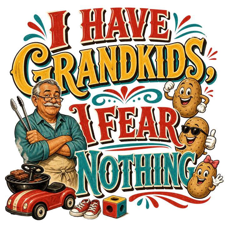 I HAVE GRANDKIDS, I FEAR NOTHING — papa t-shirt design by Bazzai Studio