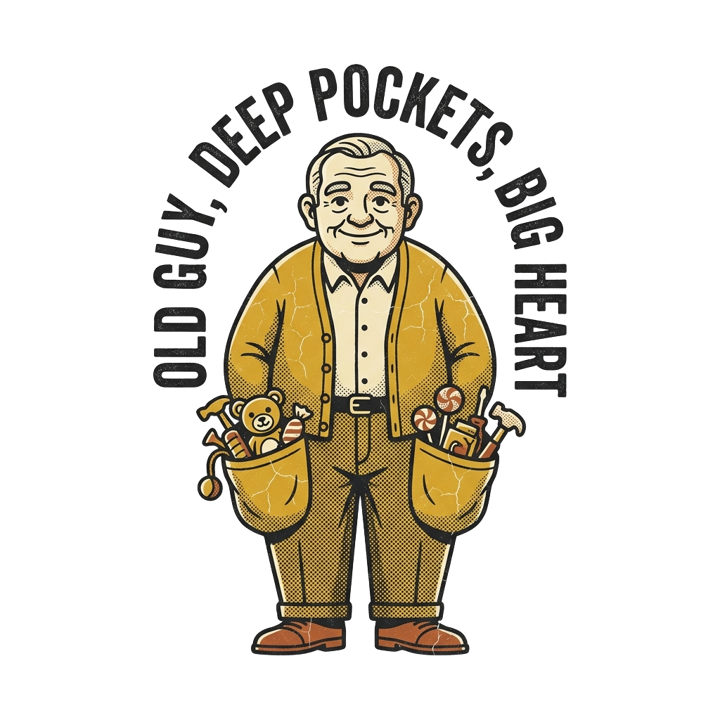 Old guy, deep pockets, big heart — papa grandpa life t-shirt design by Bazzai Studio