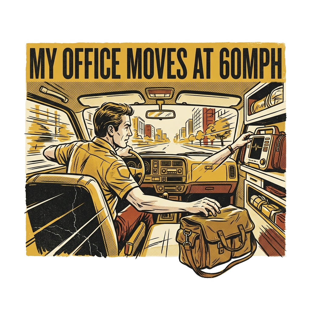My office moves at 60mph — art by Bazzai Studio