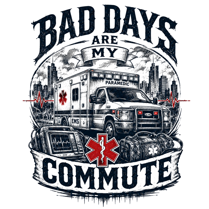 Bad days are my commute — paramedic emt humor t-shirt design by Bazzai Studio