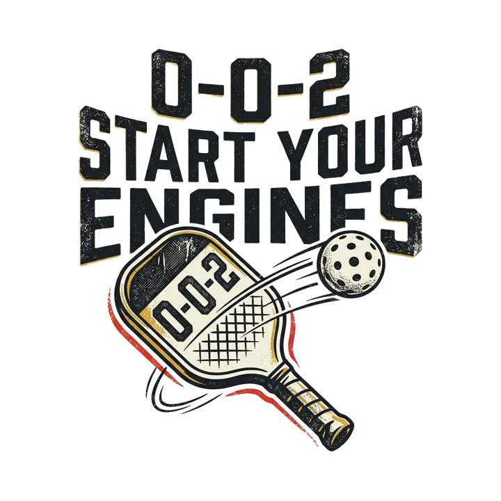 0-0-2 START YOUR ENGINES — pickleball t-shirt design by Bazzai Studio