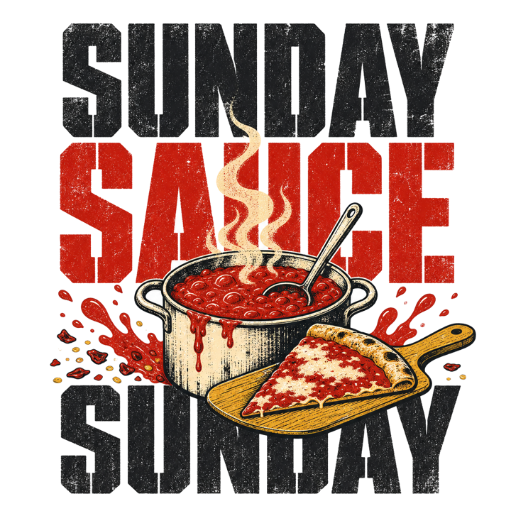SUNDAY SAUCE SUNDAY — pizza fanatics t-shirt design by Bazzai Studio