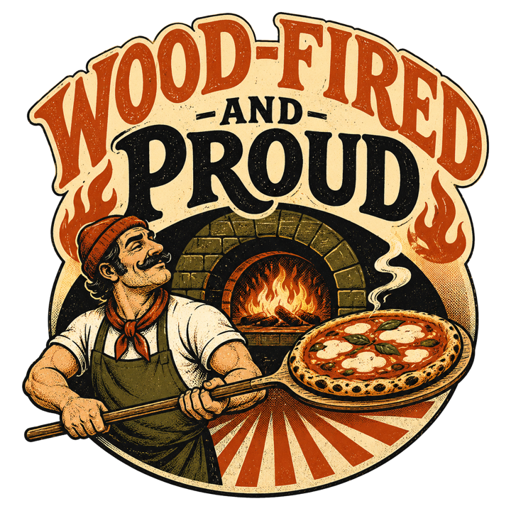 WOOD-FIRED AND PROUD — pizza fanatics t-shirt design by Bazzai Studio