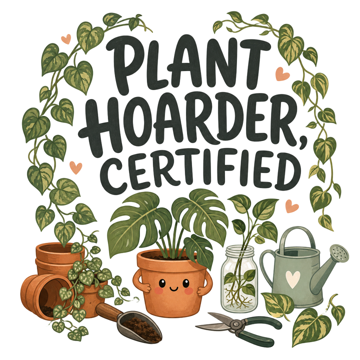 PLANT HOARDER, CERTIFIED — plant lovers t-shirt design by Bazzai Studio