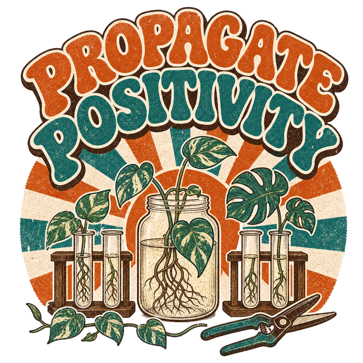 PROPAGATE POSITIVITY — plant lover t-shirt design by Bazzai Studio