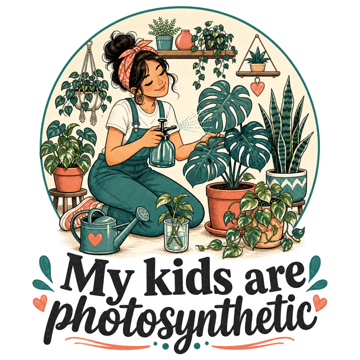 My kids are photosynthetic — plantmom t-shirt design by Bazzai Studio
