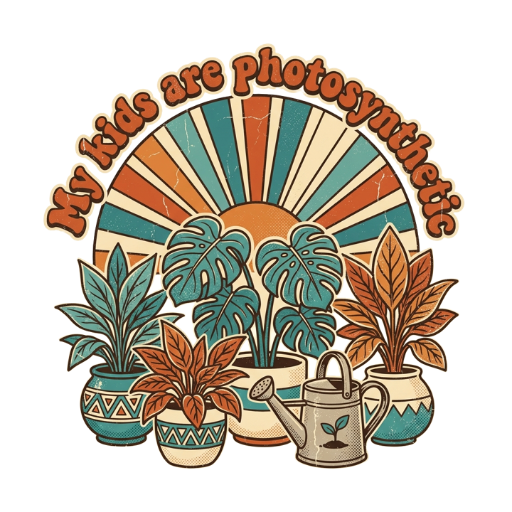 My kids are photosynthetic — plantmom t-shirt design by Bazzai Studio
