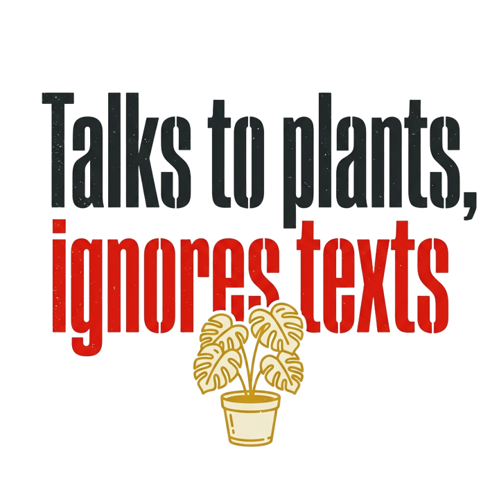 Talks to plants, ignores texts — plant mom life t-shirt design by Bazzai Studio