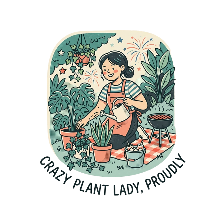 Crazy plant lady, proudly — plant mom life t-shirt design by Bazzai Studio