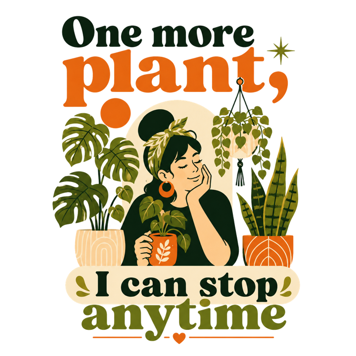 One more plant, I can stop anytime — plant mom life t-shirt design by Bazzai Studio