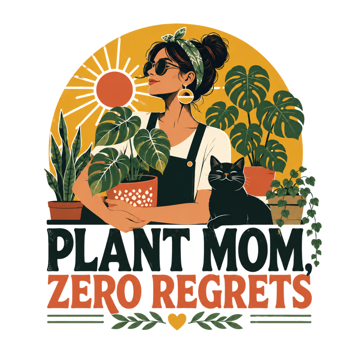 PLANT MOM, ZERO REGRETS — plant mom life t-shirt design by Bazzai Studio