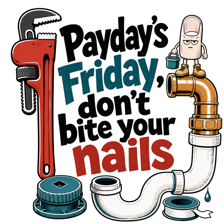 Payday's Friday, don't bite your nails — plumber trade t-shirt design by Bazzai Studio