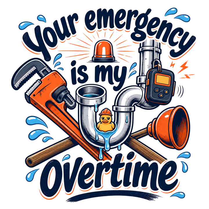 Your emergency is my overtime — plumber t-shirt design by Bazzai Studio