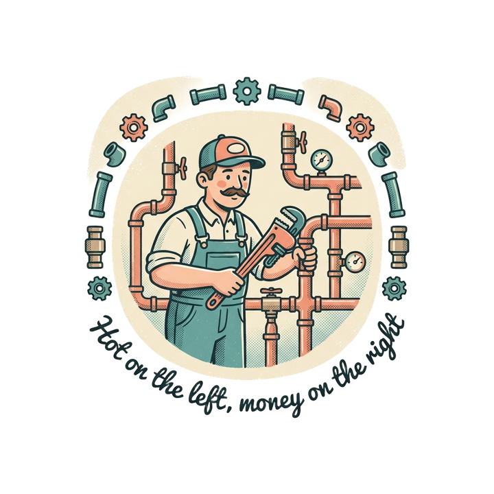 Hot on the left, money on the right — plumber t-shirt design by Bazzai Studio
