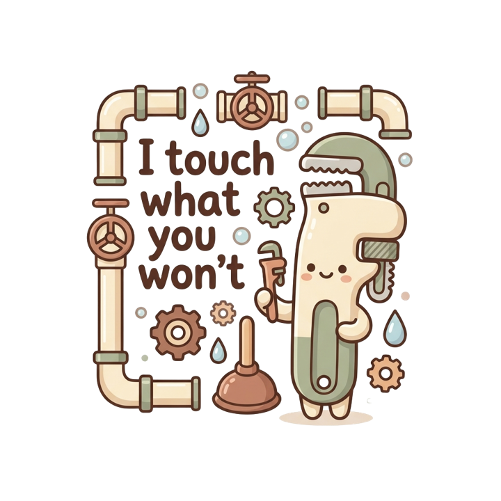 I touch what you won't — plumber trade t-shirt design by Bazzai Studio