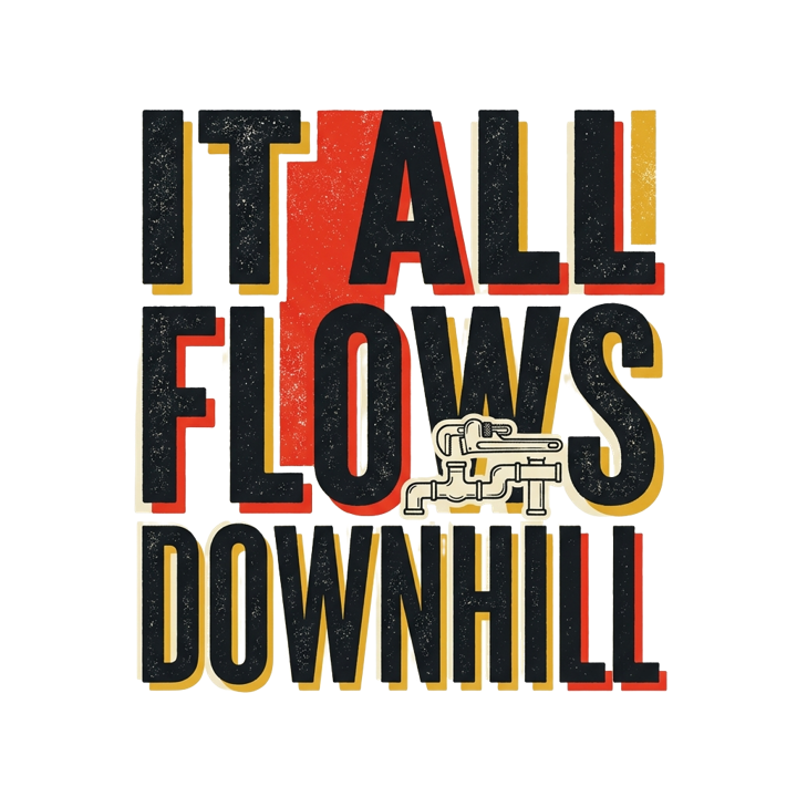 IT ALL FLOWS DOWNHILL — plumber t-shirt design by Bazzai Studio