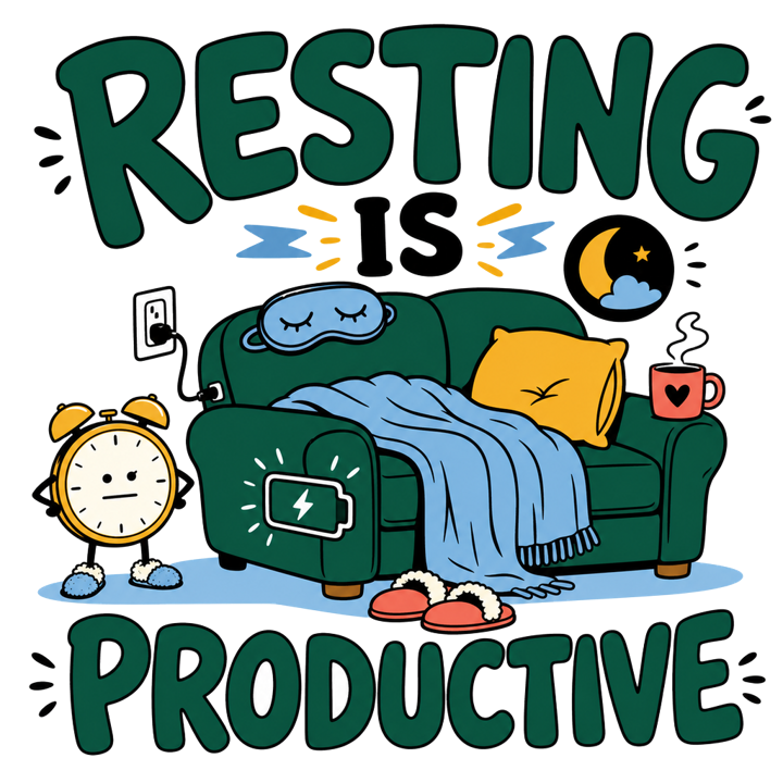 RESTING IS PRODUCTIVE — relax chill life t-shirt design by Bazzai Studio