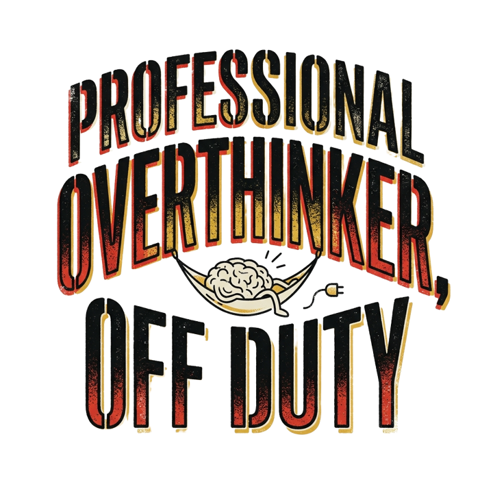 PROFESSIONAL OVERTHINKER, OFF DUTY — relax t-shirt design by Bazzai Studio