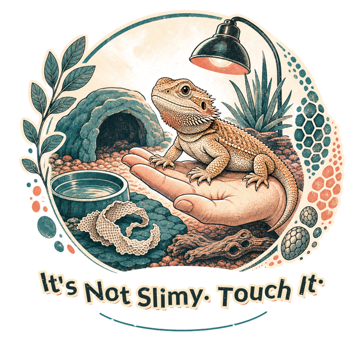 It's Not Slimy. Touch It. — reptile t-shirt design by Bazzai Studio