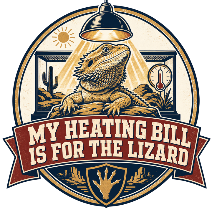 My Heating Bill Is for the Lizard — reptile t-shirt design by Bazzai Studio