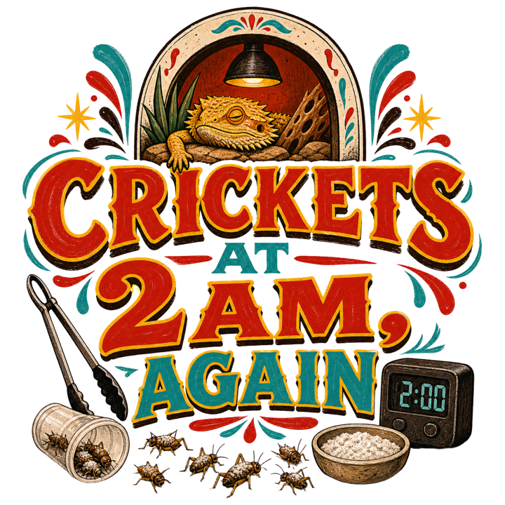 CRICKETS AT 2AM, AGAIN — reptile keeper t-shirt design by Bazzai Studio