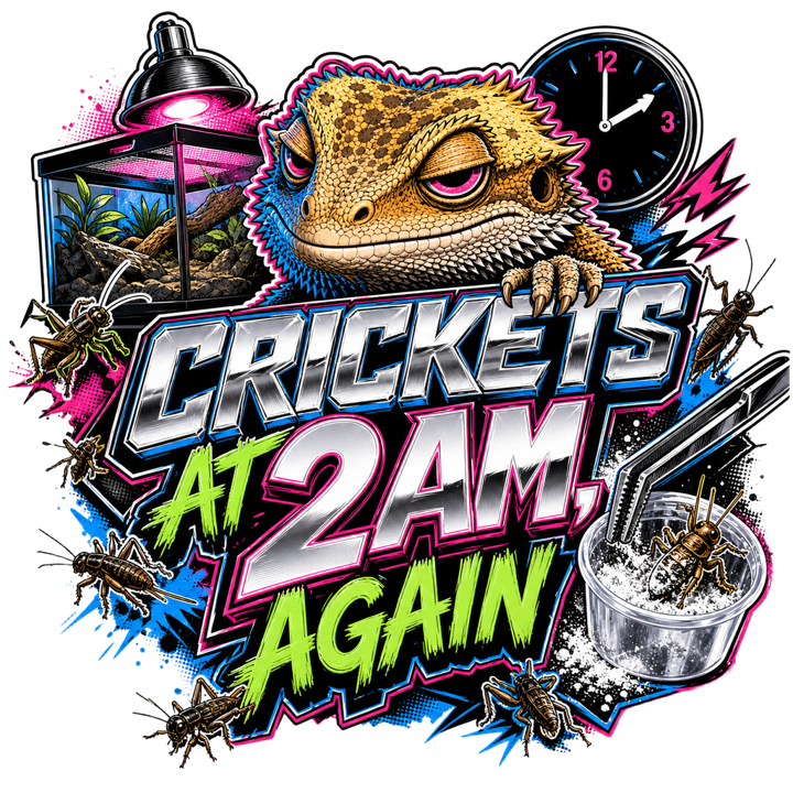 CRICKETS AT 2AM, AGAIN — reptile keeper t-shirt design by Bazzai Studio