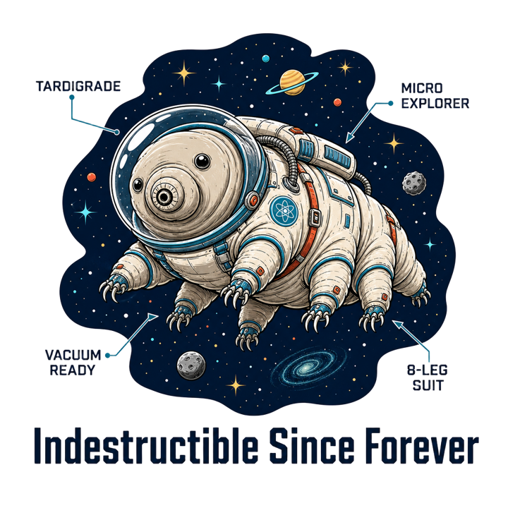 Tardigrade Space Explorer — reptile keeper t-shirt design by Bazzai Studio