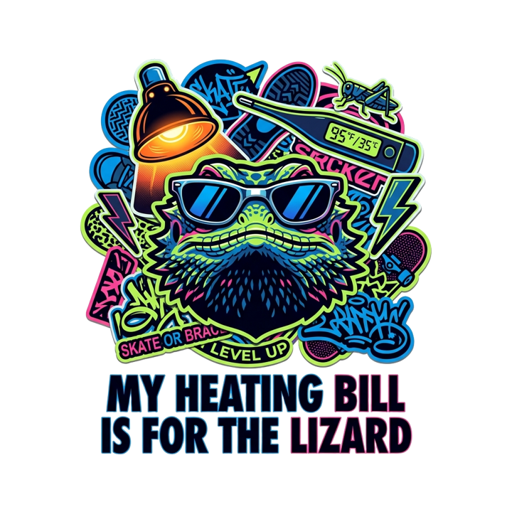 My Heating Bill Is for the Lizard — reptile keeper t-shirt design by Bazzai Studio
