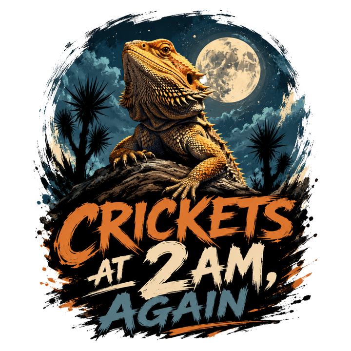 CRICKETS AT 2AM, AGAIN — reptile keeper t-shirt design by Bazzai Studio