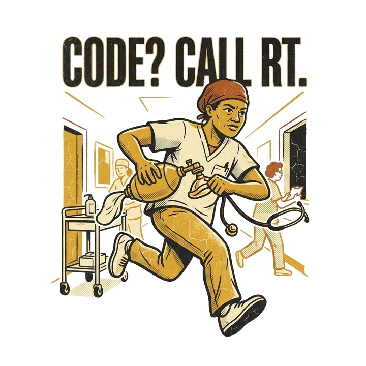 CODE? CALL RT. — respiratory t-shirt design by Bazzai Studio