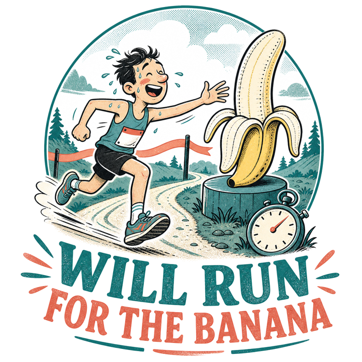WILL RUN FOR THE BANANA — running t-shirt design by Bazzai Studio