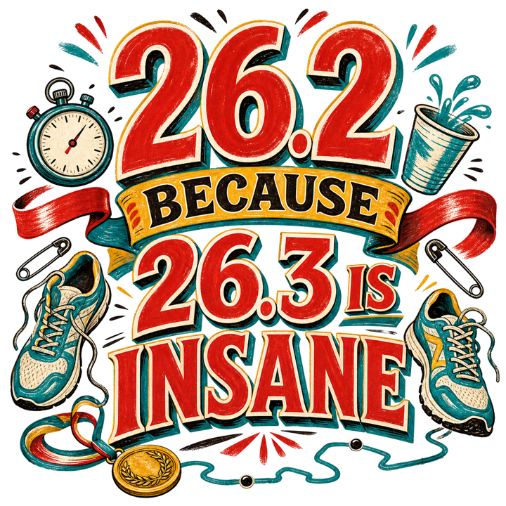 26.2 BECAUSE 26.3 IS INSANE — running life t-shirt design by Bazzai Studio