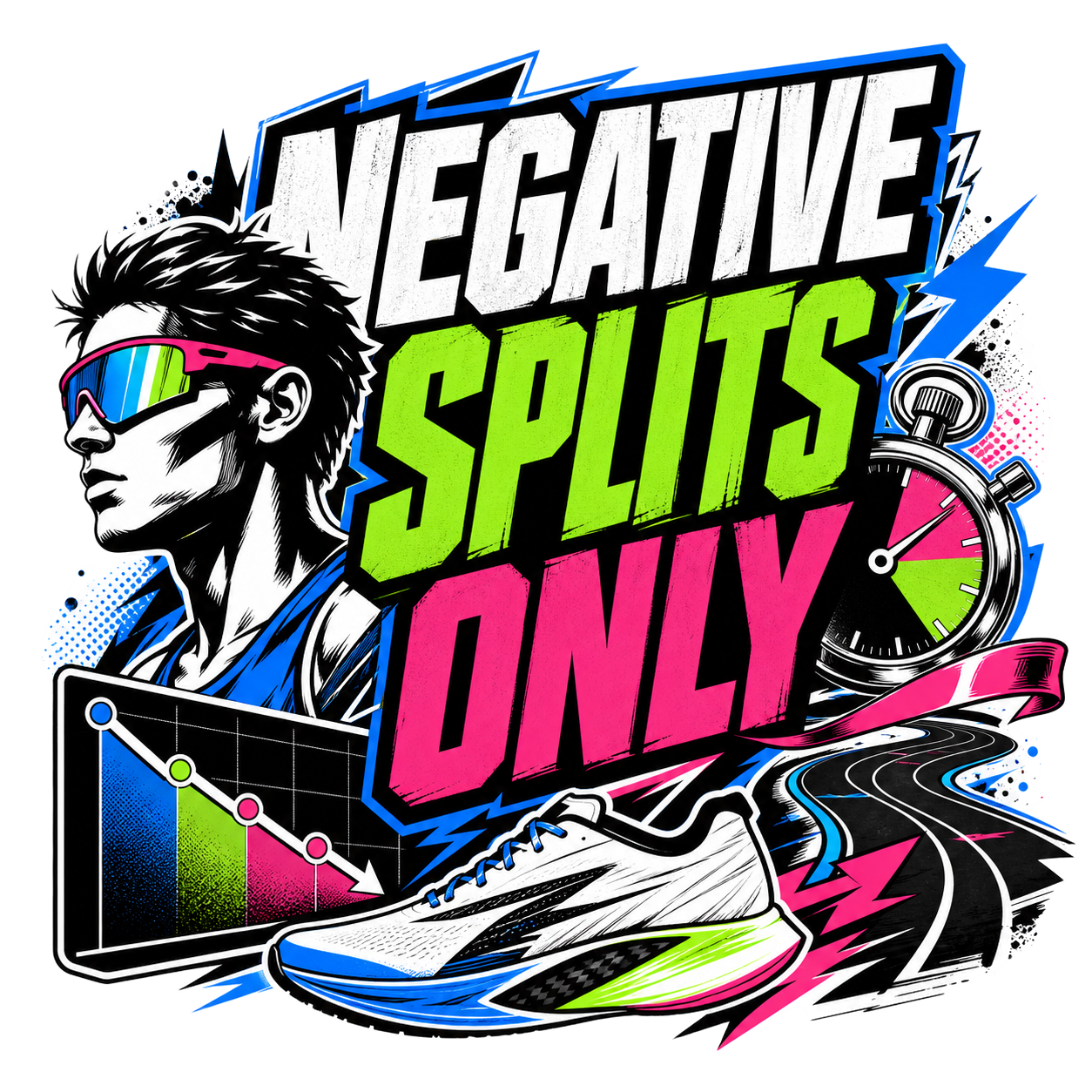 NEGATIVE SPLITS ONLY — art by Bazzai Studio