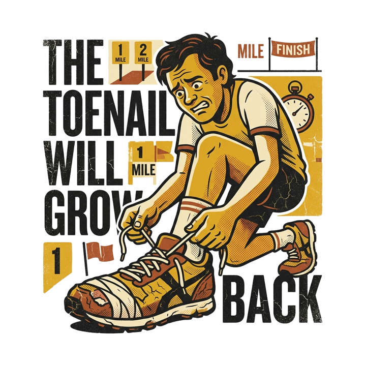 the toenail will grow back — running t-shirt design by Bazzai Studio