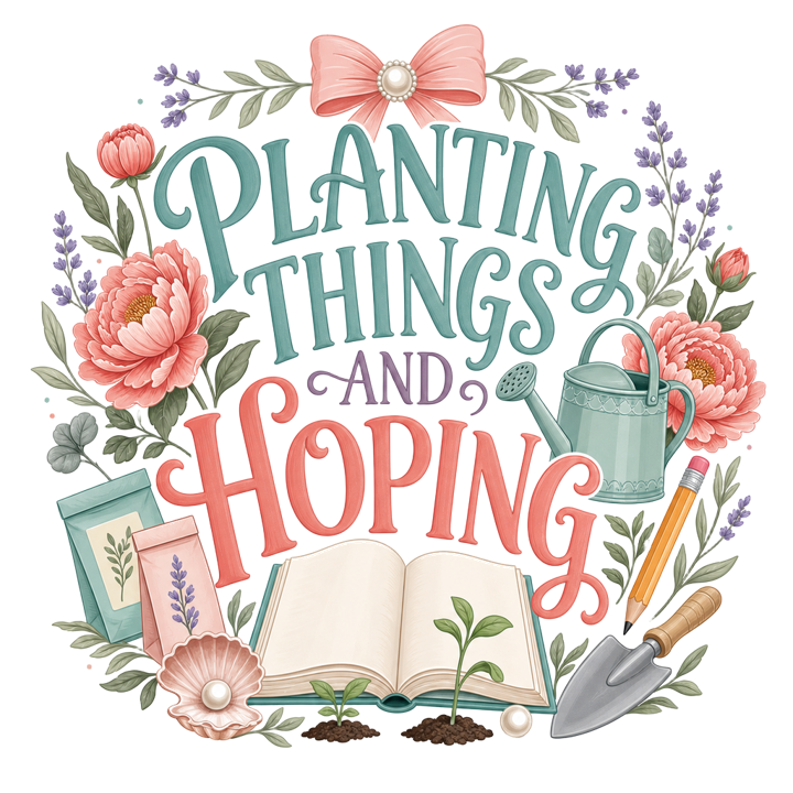 PLANTING THINGS AND HOPING — soft feminine gifts t-shirt design by Bazzai Studio