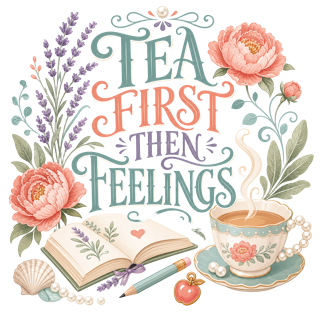 TEA FIRST THEN FEELINGS — art by Bazzai Studio