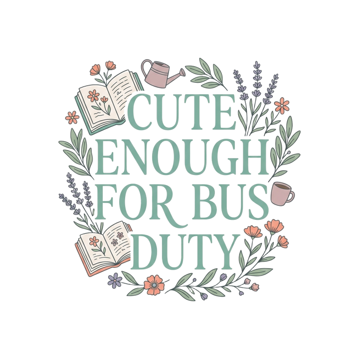 CUTE ENOUGH FOR BUS DUTY — soft feminine gifts t-shirt design by Bazzai Studio