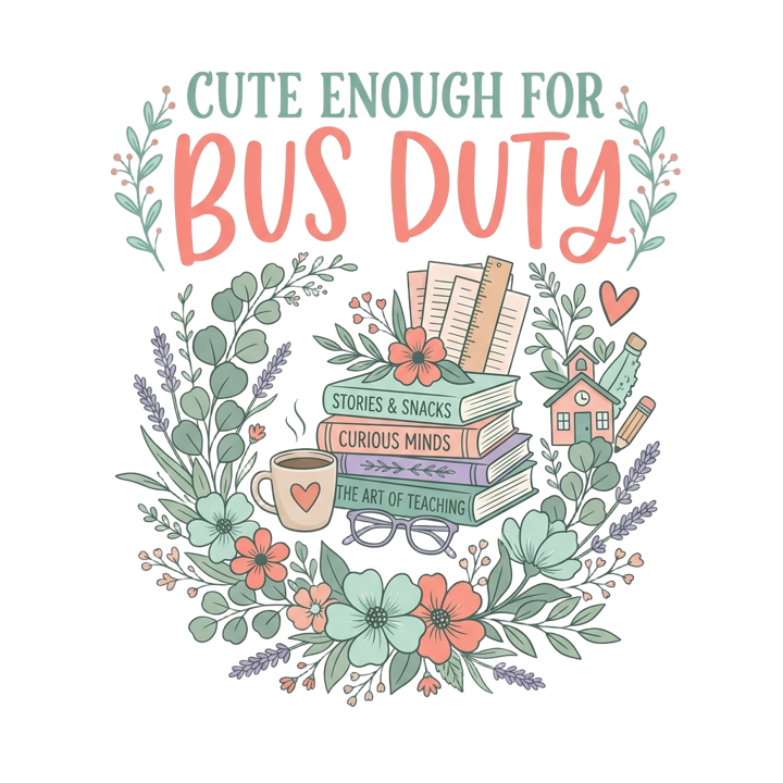 CUTE ENOUGH FOR BUS DUTY — soft feminine gifts t-shirt design by Bazzai Studio