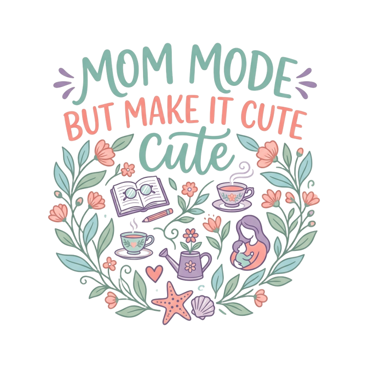 MOM MODE BUT MAKE IT CUTE — soft feminine gifts t-shirt design by Bazzai Studio