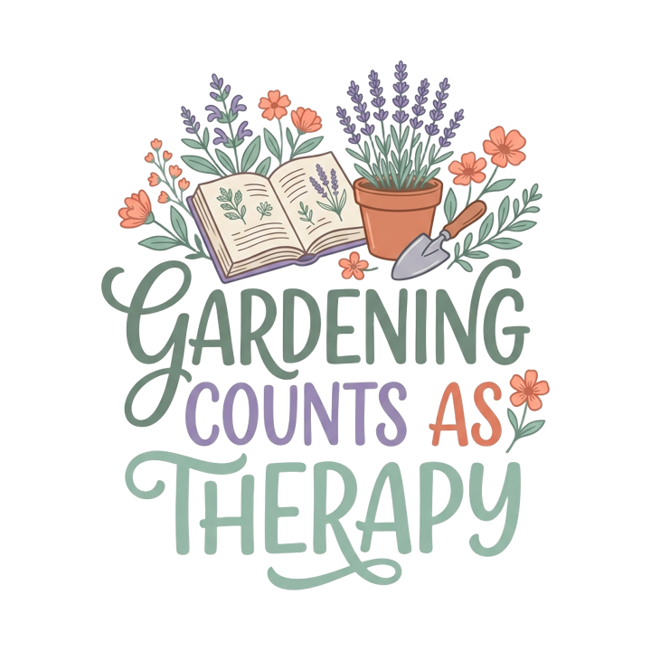 GARDENING COUNTS AS THERAPY — soft feminine gifts t-shirt design by Bazzai Studio