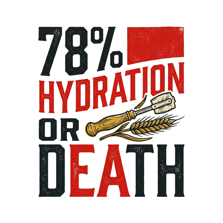 78% HYDRATION OR DEATH — sourdough bakers t-shirt design by Bazzai Studio