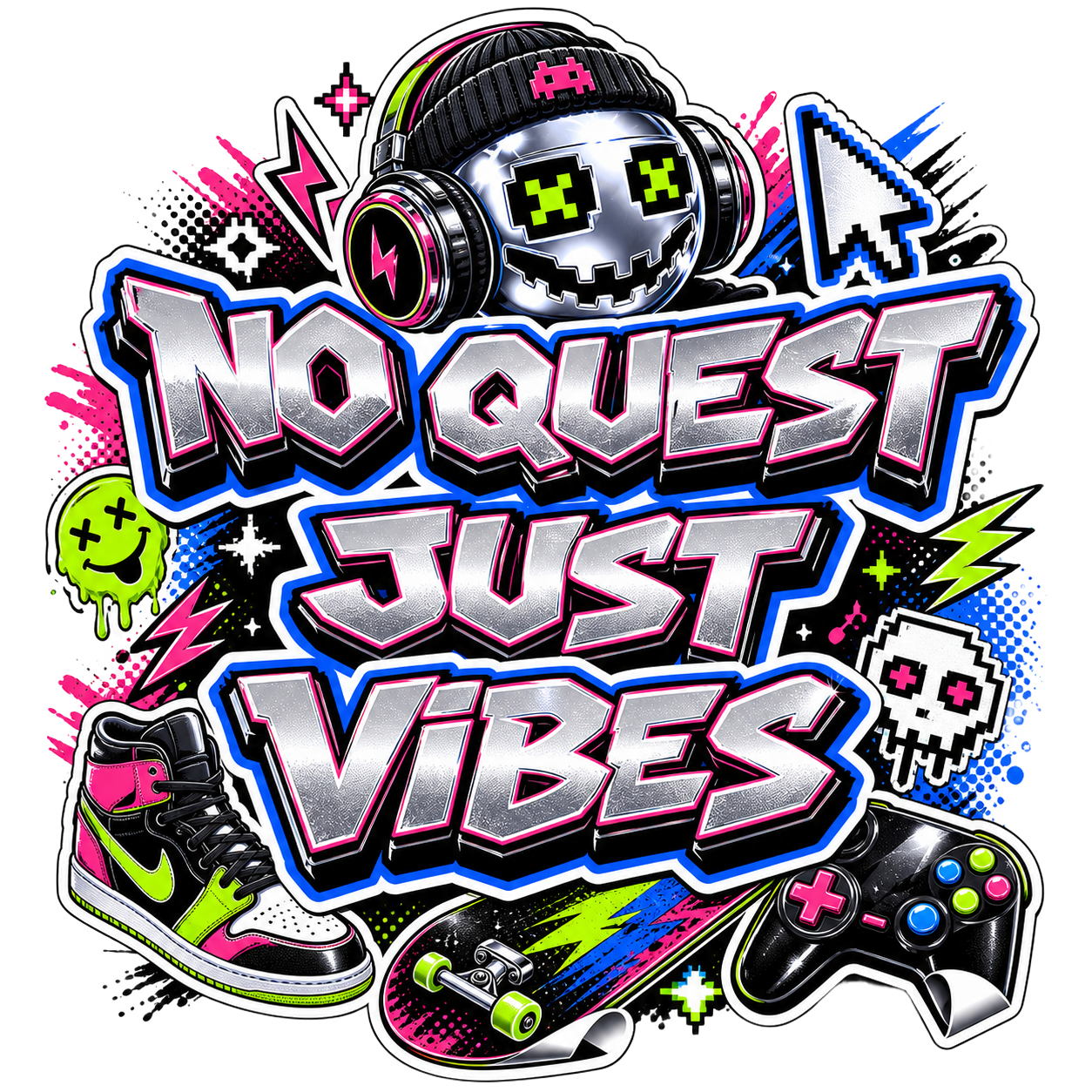 NO QUEST JUST VIBES — art by Bazzai Studio
