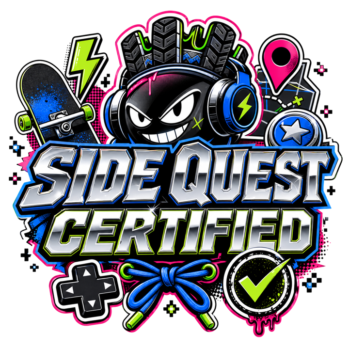 SIDE QUEST CERTIFIED — streetwear sticker humor t-shirt design by Bazzai Studio