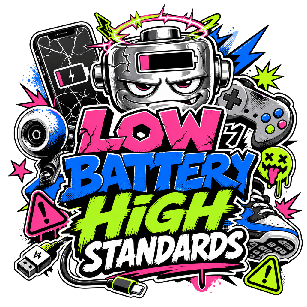 LOW BATTERY HIGH STANDARDS — art by Bazzai Studio