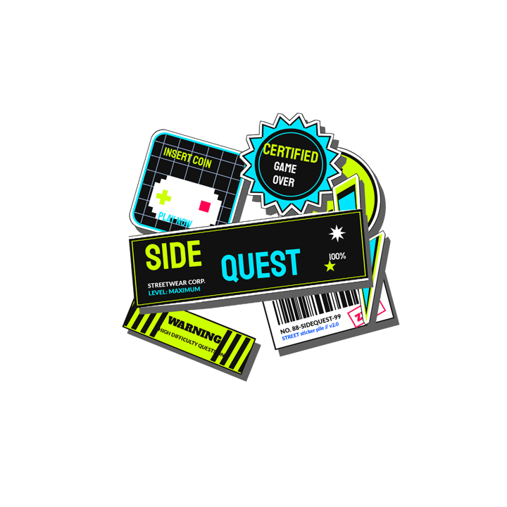 Side Quest Certified — streetwear sticker humor t-shirt design by Bazzai Studio