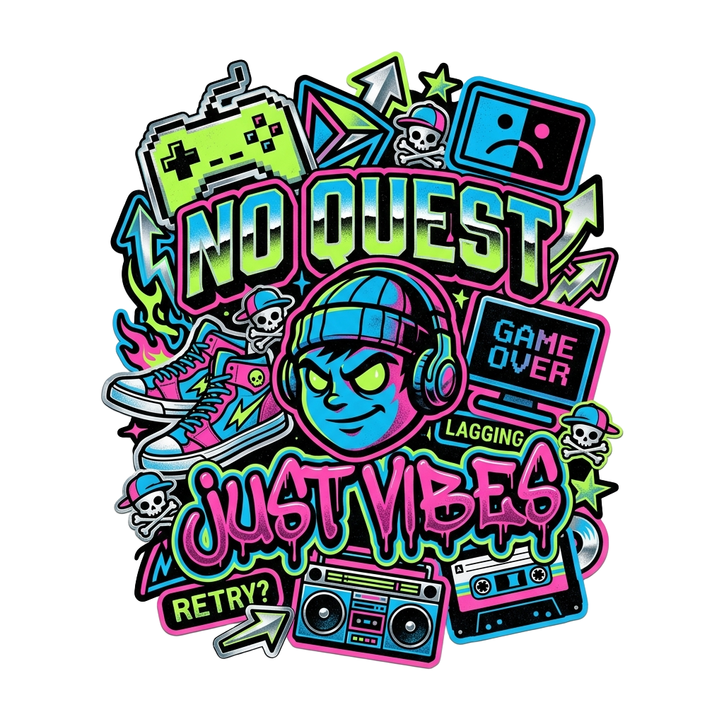 NO QUEST JUST VIBES — art by Bazzai Studio