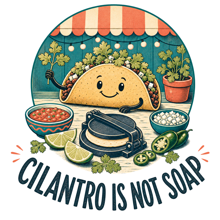 CILANTRO IS NOT SOAP — taco tuesday devotee t-shirt design by Bazzai Studio