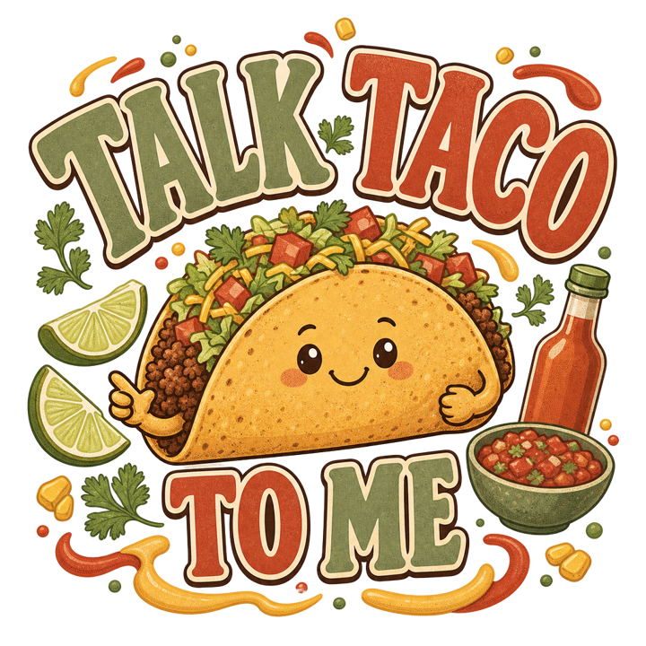 TALK TACO TO ME — taco tuesday devotee t-shirt design by Bazzai Studio