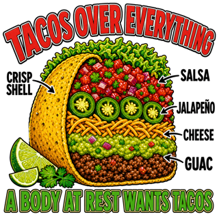 Tacos Over Everything — art by Bazzai Studio