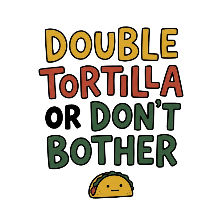 DOUBLE TORTILLA OR DON'T BOTHER — taco tuesday devotee t-shirt design by Bazzai Studio